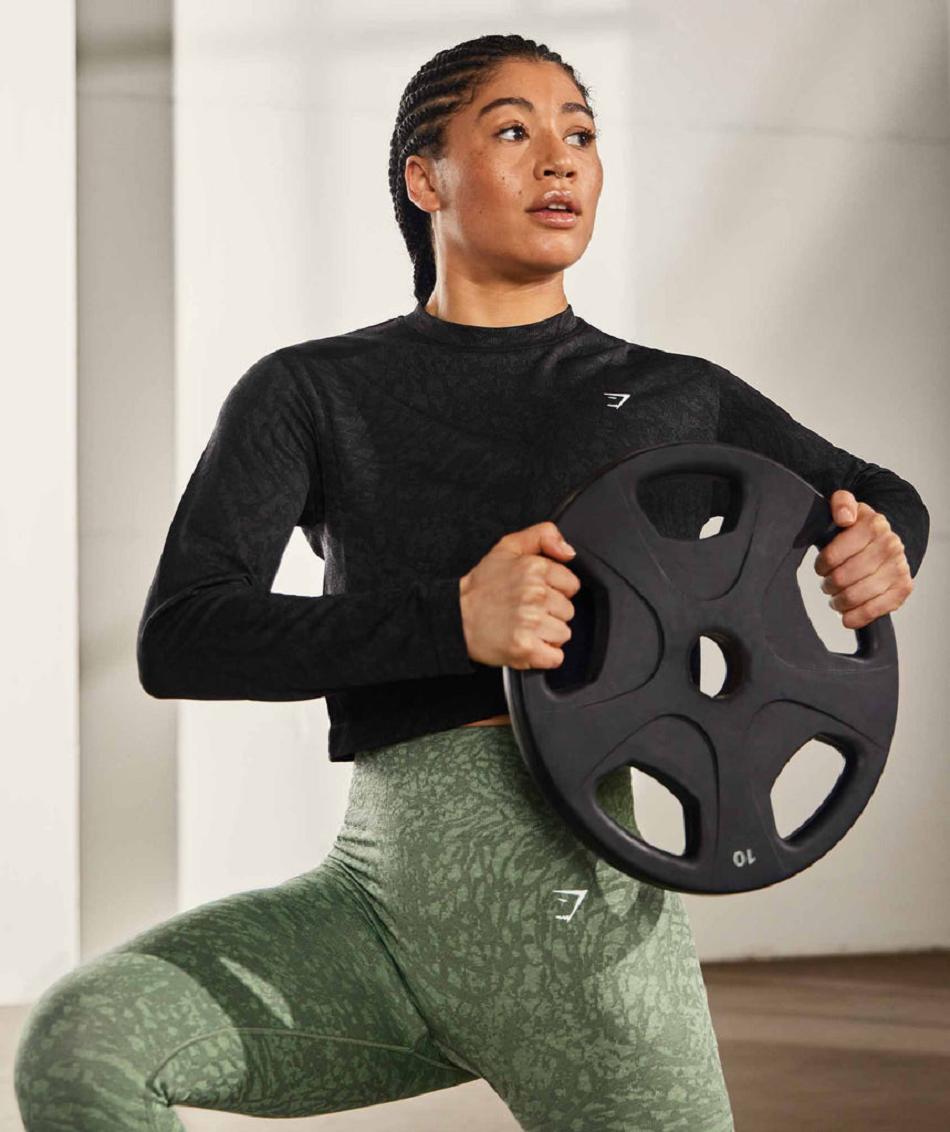 Gymshark Adapt Animal Seamless Ženske Dugi Rukav Crne | HR 3524QMA